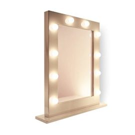 Small Make Up Mirror - Bulbed - White (1) 450x450
